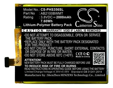 Batterij telefoon philips xenium s356t