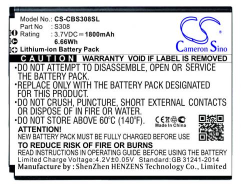 Battery mobile cubot s308